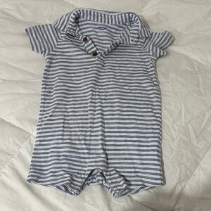 Old Navy Blue and White Striped Baby Romper